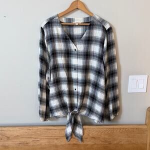 Como Vintage Black and White Plaid Button-Down Shirt size 1x